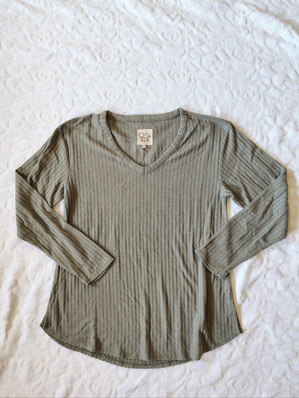 Chaser Long Sleeve Waffle Tee Large L